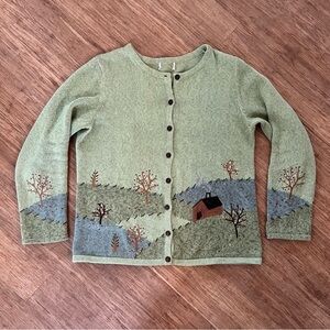 Christopher & Banks Green Scenic Cardigan, Sz M